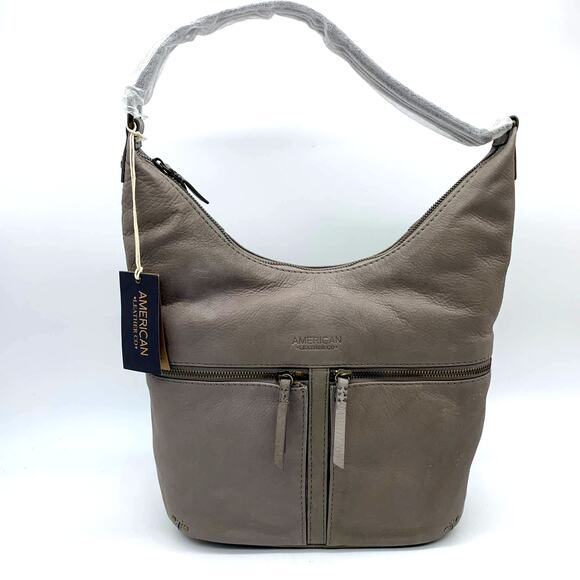 American Leather Co. Womens Handbag Hobo - Hanover Ash Grey Color - Picture 1 of 10